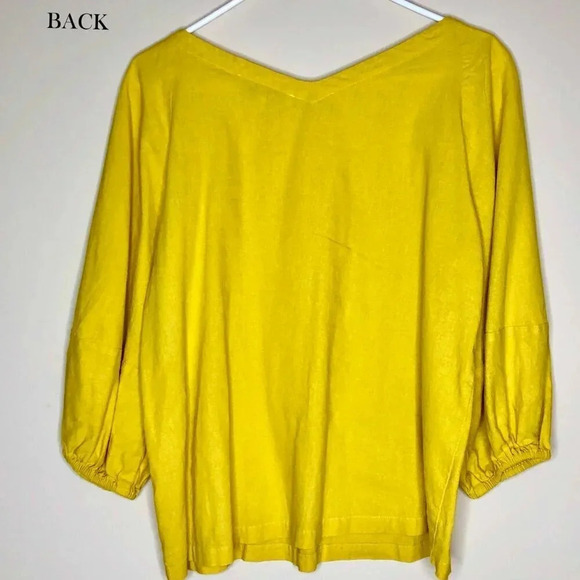 Loft Linen Blend (Linen/Viscose) Blouse with Cute Puff Sleeves, Size M - Picture 2 of 10